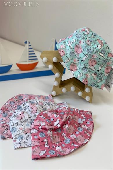 Mojo Kız Bebek Deniz Atı Desenli Fötr Şapka 871102 Pembe