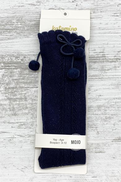 Mojo Kız Bebek Desenli ve Fiyonklu File Golf Çorap K14052 Lacivert