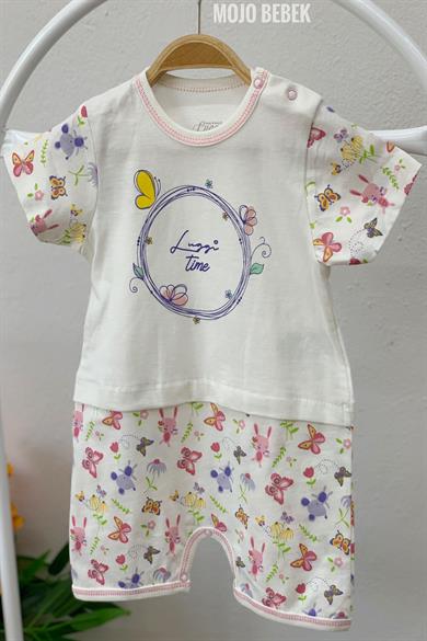 Mojo Kız Bebek Kelebek Desenli Tulum 7379