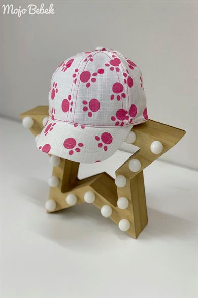 Mojo Kız Bebek Pati Desenli Kasketli Şapka 200005 Beyaz