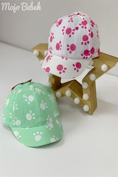 Mojo Kız Bebek Pati Desenli Kasketli Şapka 200005 Beyaz