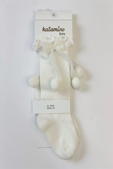 Mojo Kız Bebek Süslü Golf Çorap K12040 Krem