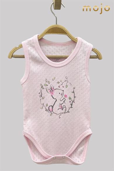 Mojo Kız Bebek Tavşan Desenli Body 6409 Pembe