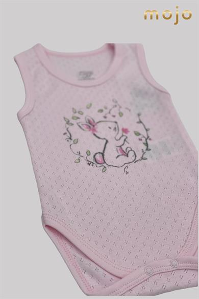Mojo Kız Bebek Tavşan Desenli Body 6409 Pembe