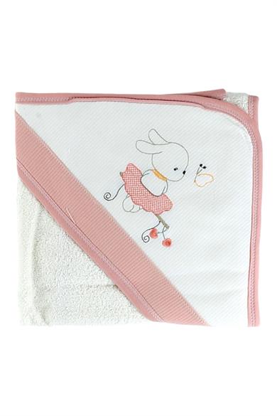 Mojo Kız Bebek Tavşanlı Banyo Havlusu 9871 Pudra