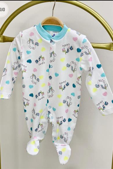 Mojo Kız Bebek Unicorn Desenli Patikli Tulum 6659 Beyaz