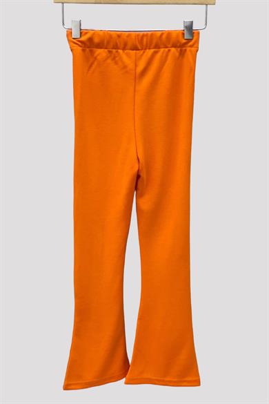 Mojo Kız Çocuk 1-14 Yaş  İspanyol Paça Yırtmaçlı Tayt 3490 Turuncu