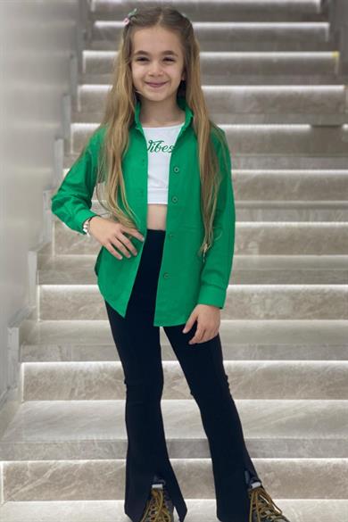 Mojo Kız Çocuk 1-14 Yaş  İspanyol Paça Yırtmaçlı Tayt 3490 Siyah