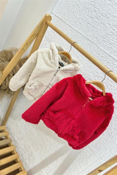 Mojo Kız Çocuk 1-5 Yaş Astarlı  Peluş Mont 4564 Kırmızı