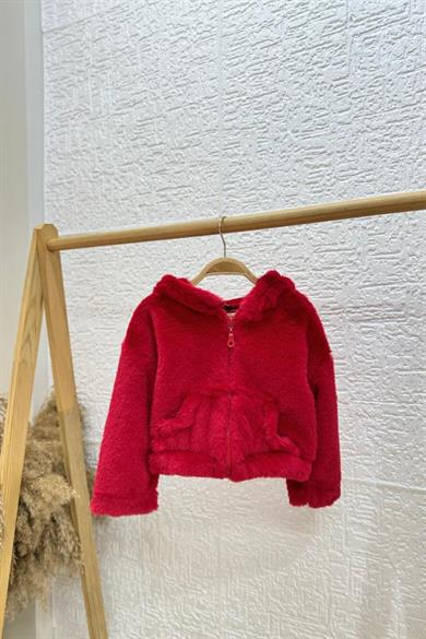 Mojo Kız Çocuk 1-5 Yaş Astarlı  Peluş Mont 4564 Kırmızı