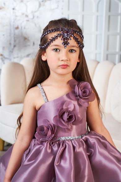 Mojo Kız Çocuk 1-5 Yaş Tek Omuz Abiye Elbise 2008 Lavanta