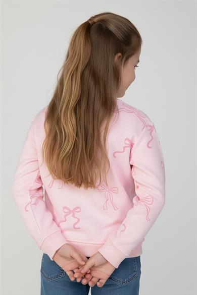 Mojo Kız Çocuk 1-7 Yaş Kurdele Desenli Sweatshirt Pembe