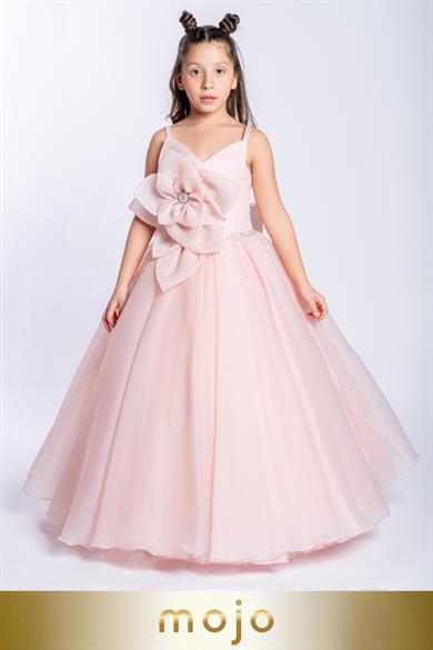 Mojo Kız Çocuk 2-10 Yaş Tarlatanlı Abiye Elbise 2248 Pudra
