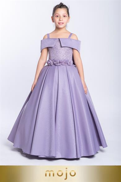 Mojo Kız Çocuk 2-10 Yaş Tarlatanlı Abiye Elbise 2236 Lavanta