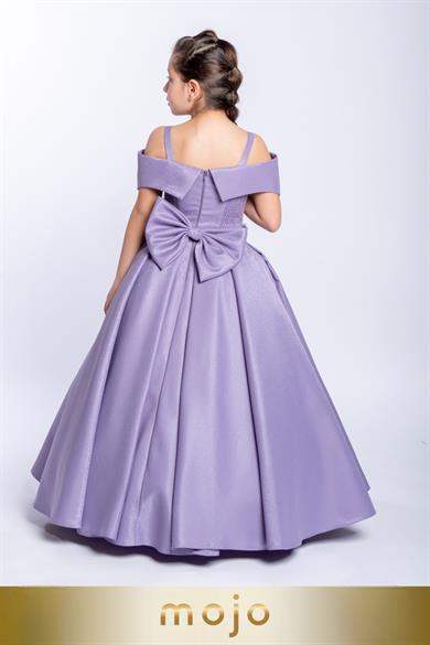 Mojo Kız Çocuk 2-10 Yaş Tarlatanlı Abiye Elbise 2236 Lavanta