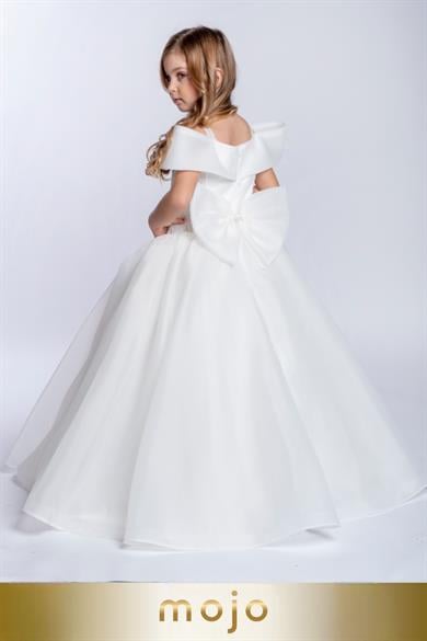 Mojo Kız Çocuk 2-10 Yaş Tarlatanlı Abiye Elbise 2251 Krem