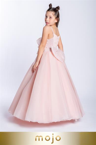 Mojo Kız Çocuk 2-10 Yaş Tarlatanlı Abiye Elbise 2248 Pudra