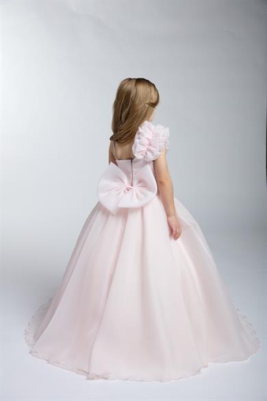 Mojo Kız Çocuk 2-11 Yaş Tek Omuz Tarlatanlı Abiye Elbise Pudra