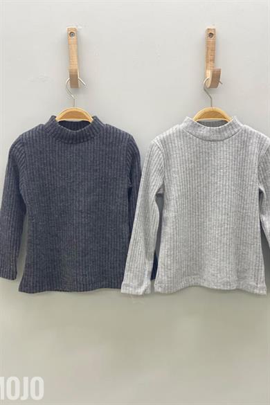 Mojo Kız Çocuk 2-8 Yaş Yarım Balıkçı Triko Body 218282 Gri