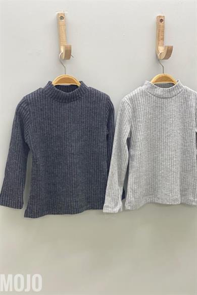 Mojo Kız Çocuk 2-8 Yaş Yarım Balıkçı Triko Body 218282 Füme