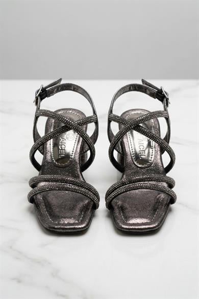 Mojo Kız Çocuk 26-30 Numara Çapraz Şeritli Taşlı Topuklu Ayakkabı Antrasit