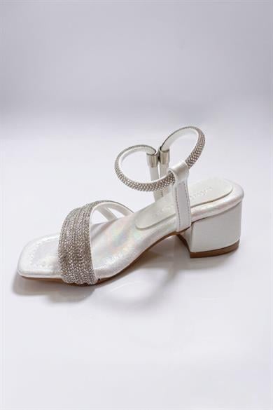 Mojo Kız Çocuk 26-30 Numara Taş Bantlı Topuklu Ayakkabı Sedef