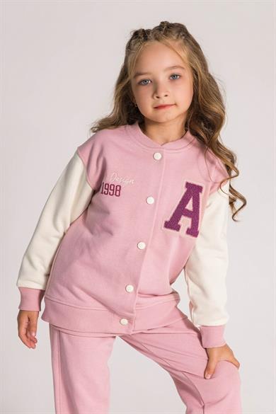 Mojo Kız Çocuk 3-8 Yaş İşlemeli Kolej Hırka 9688 Pudra