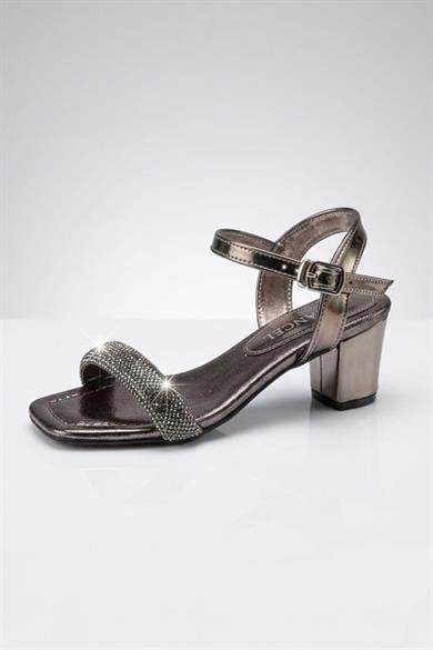 Mojo Kız Çocuk 31-36 Numara Tek Bant Taşlı Topuklu Ayakkabı Platin