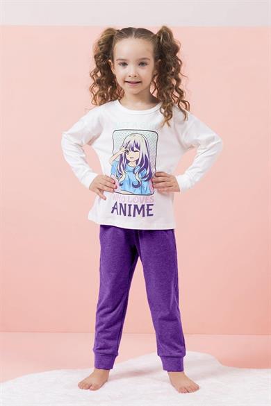 Mojo Kız Çocuk 4-8 Yaş Anime Baskılı Eşofman Takımı 6273 Krem