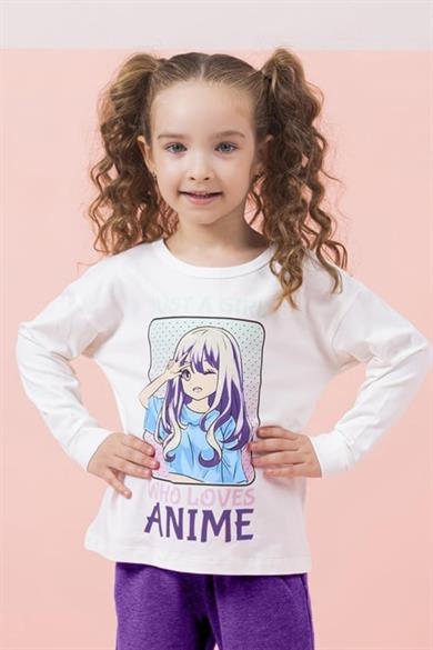 Mojo Kız Çocuk 4-8 Yaş Anime Baskılı Eşofman Takımı 6273 Krem