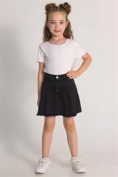 Mojo Kız Çocuk 4-9 Yaş Denim Şort Etek 0204 Siyah