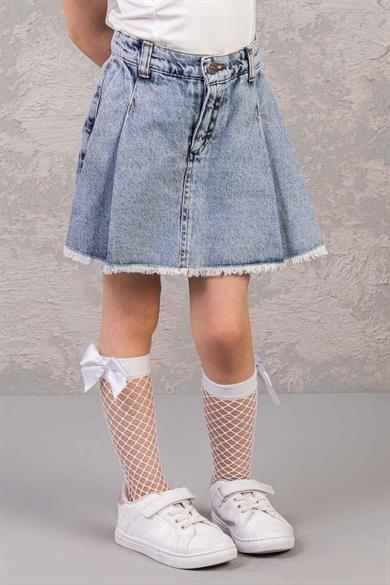 Mojo Kız Çocuk 4-9 Yaş Denim Şort Etek 0204 Kot Mavi