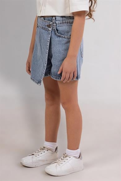 Mojo Kız Çocuk 4-9 Yaş Gabardin Şort Etek 0460 Kot Mavi