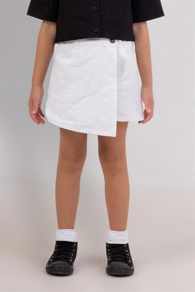 Mojo Kız Çocuk 4-9 Yaş Gabardin Şort Etek 0460 Beyaz