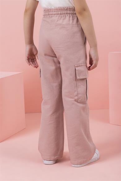 Mojo Kız Çocuk 4-9 Yaş Kargo Cep Pantolon 0206 Pudra