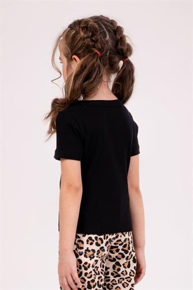 Mojo Kız Çocuk 4-9 Yaş Leoparlı Kaskorse Body 0607 Siyah