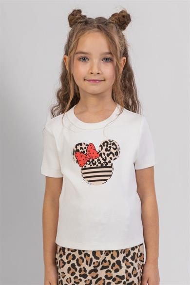 Mojo Kız Çocuk 4-9 Yaş Leoparlı Kaskorse Body 0607 Ekru