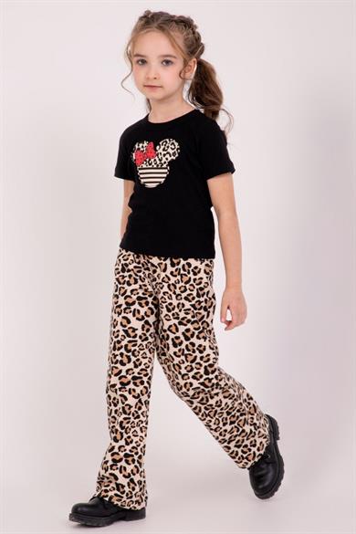 Mojo Kız Çocuk 4-9 Yaş Leoparlı Kaskorse Body 0607 Siyah