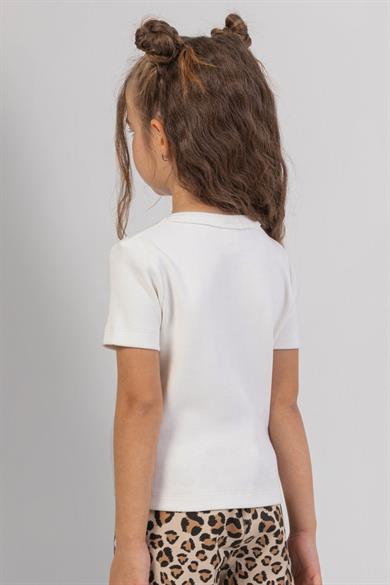 Mojo Kız Çocuk 4-9 Yaş Leoparlı Kaskorse Body 0607 Ekru