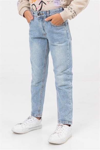 Mojo Kız Çocuk 4-9 Yaş Mom Fit Jean 0188 Kot Mavi