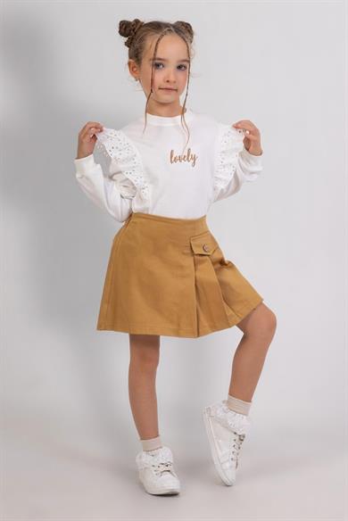 Mojo Kız Çocuk 4-9 Yaş Şort Etekli Takım 9807 Hardal