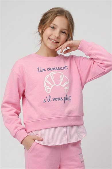 Mojo Kız Çocuk 4-9 Yaş Sweatshirt-Palazzo Eşofman Takımı Pembe