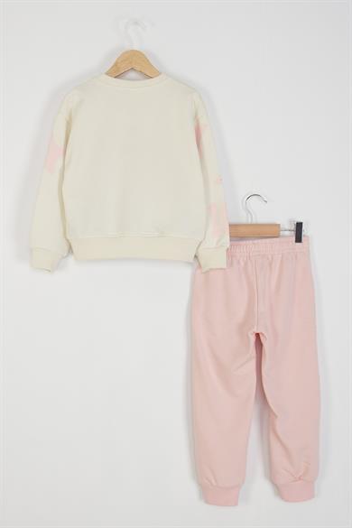 Mojo Kız Çocuk 4-9 Yaş Taş İşlemeli Eşofman Takımı Krem