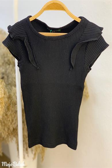 Mojo Kız Çocuk 5-14 Yaş  Fırfırlı Kol Kaşkorse Body 3311 Siyah