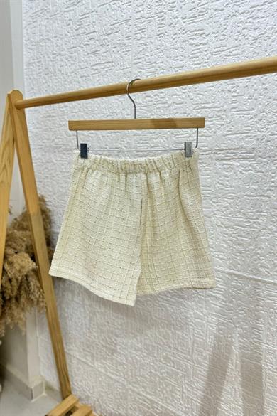 Mojo Kız Çocuk 5-14 Yaş Pırıltı İşlemeli Tüvit Şort Etek 4562 Krem