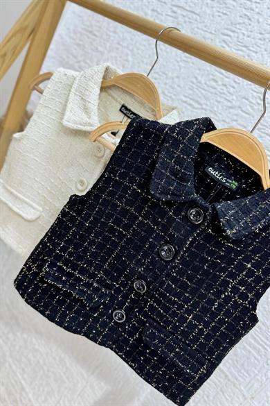 Mojo Kız Çocuk 5-14 Yaş Pırıltı İşlemeli Tüvit Yelek 4561 Krem