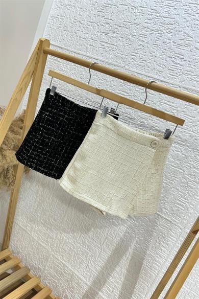 Mojo Kız Çocuk 5-14 Yaş Pırıltı İşlemeli Tüvit Şort Etek 4562 Krem