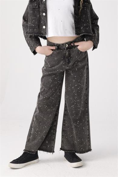 Mojo Kız Çocuk 8-14 Yaş Taşlı Palazzo Pantolon 12047 Siyah