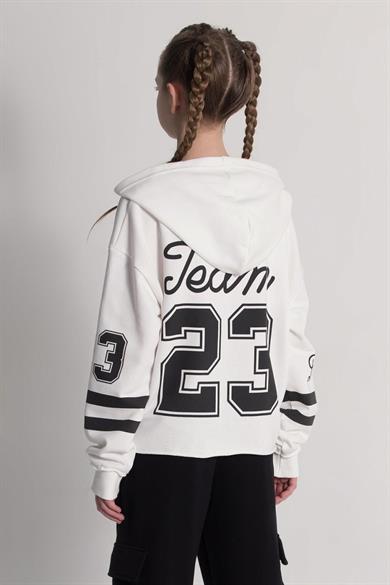 Mojo Kız Çocuk 9-14 Yaş Baskılı Kapüşonlu Sweatshirt 9714 Ekru