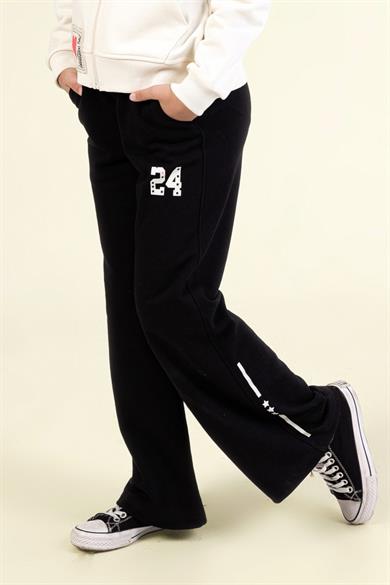 Mojo Kız Çocuk 9-14 Yaş Baskılı Palazzo Eşofman Altı Siyah